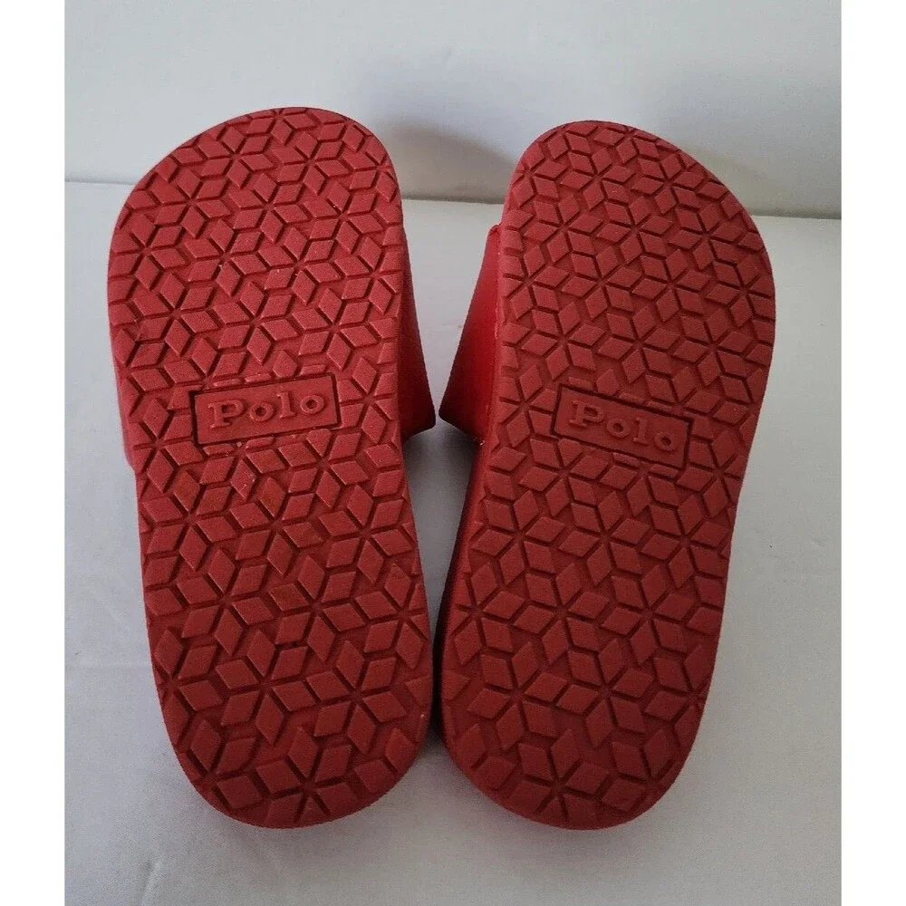 Polo Ralph Lauren IVER Slides Sandals Flag USA Eva Red Grade School Kids Size 11